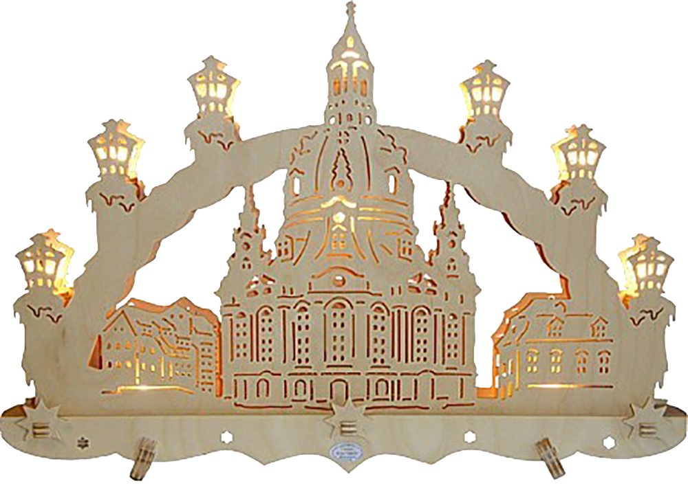 3D-Schwibbogen mit dem Motiv der Frauenkirche