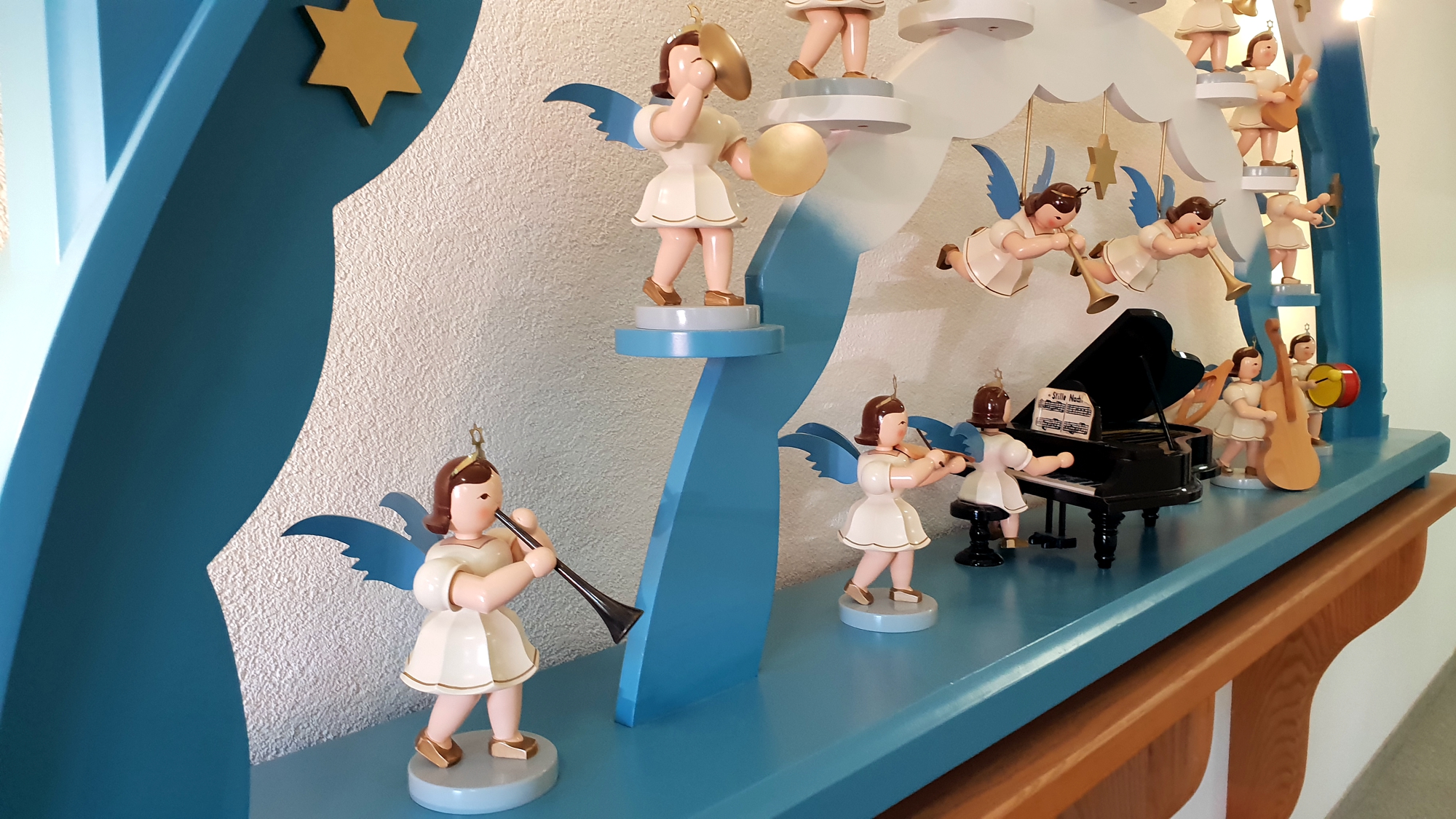 Engel Erzgebirge blaue Flügel Orchester