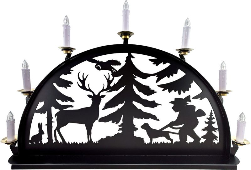 Metallschwibbogen Jäger und Hirsch