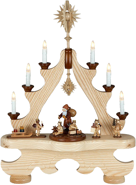 Spitzbogen mit Weihnachtsmann und Engeln